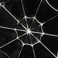 Coussin décoratif d'Halloween en fausse fourrure ultra douce avec broderie toile d'araignée noire pour canapé, lit et décoration de fête