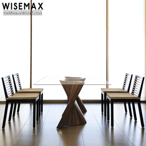 MUEBLES WISEMAX, muebles <span class=keywords><strong>de</strong></span> <span class=keywords><strong>comedor</strong></span> modernos, mesa <span class=keywords><strong>de</strong></span> <span class=keywords><strong>comedor</strong></span> <span class=keywords><strong>rectangular</strong></span> <span class=keywords><strong>de</strong></span> <span class=keywords><strong>vidrio</strong></span> templado, patas <span class=keywords><strong>de</strong></span> madera para restaurante, sala <span class=keywords><strong>de</strong></span> estar - Product Image 3