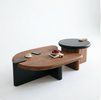 Juego de mesa de centro de madera de diseño simple y de alta calidad para sala de estar, mesa de lujo moderna y creativa de nogal en venta