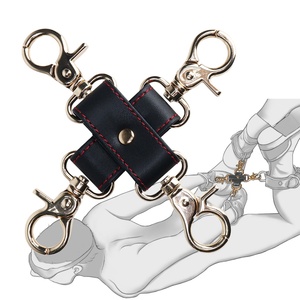 Sangles de fixation à cinq points DOGLOV avec connecteur à clip en cuir, équipement BDSM en cuir microfibre pour joueurs avancés, vente en gros - Product Image 1