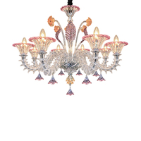 Lustre en verre soufflé à la main, motif floral coloré, 8 ampoules E14, style Murano, lampe suspendue pour villa, salon