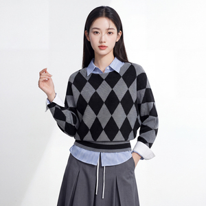 Mode élégante coréenne pour femmes, tissu tissé floral, manches trois quarts, décontracté, style preppy, coupe régulière, 100% polyester respirant - Product Image 2