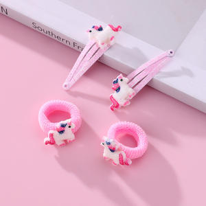 Moda niños pelo <span class=keywords><strong>Scrunchies</strong></span> dibujos animados <span class=keywords><strong>unicornio</strong></span> resina Clips alto elástico venta al por mayor accesorios para el cabello - Product Image 3