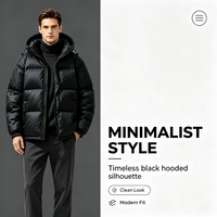 Veste matelassée à capuche noire brillante pour homme, coupe ample et décontractée, manteau d'hiver chaud pour la ville et le quotidien, personnalisable