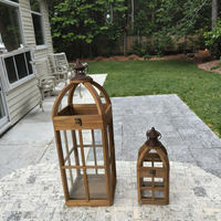 Lot de 2 bougeoirs en bois antique Hurricane Storm avec verre pour décorations de jardin et de mariage en extérieur