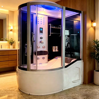 Cabine de douche complète LED à prix d'usine, salle de bain de luxe avec baignoire et massage des pieds