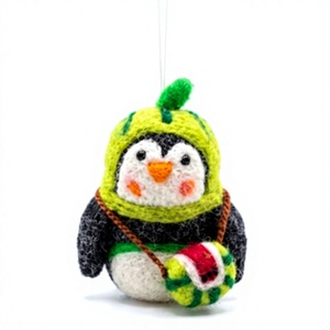 Handmade Nonwoven Wool <b>Felt</b> Traditional Eco-Friendly Certified Penguin Christmas Ornament Set Wall Hanging Cartoon Indoor - Product Image 2