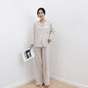Otoño nuevo Modal algodón ropa de dormir ropa de casa conjunto de <span class=keywords><strong>pijamas</strong></span> de manga larga con helado impreso para mujeres - Product Image 3