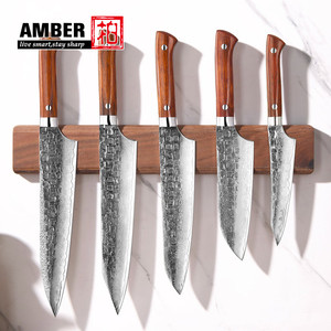 Ensemble de couteaux de cuisine japonais en acier Damas forgé à la main, 1 à 5 pièces, lame pleine, acier super résistant, Santoku, utilitaire, chef, pour la cuisine - Product Image 3