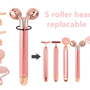 Rouleau de massage facial en jade 5 en 1 avec logo personnalisé, masseur électrique vibrant pour le visage et le corps - Product Image 2