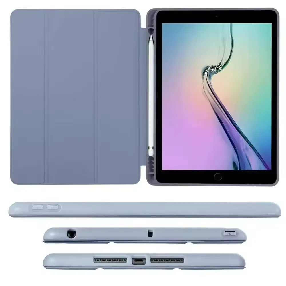 ATB For iPad 10.2/10.5 9.7 Air 3 Smart Silicone Case Pencil Holder 7 8 9th 10.9 Pro 11 Generation Magnetic Stand Tablet Cover