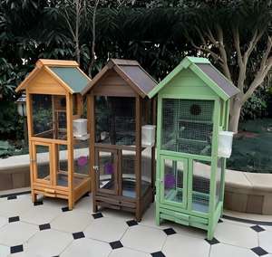 Grande, moyenne et petite <span class=keywords><strong>cage</strong></span> à oiseaux en bois imperméable avec roulettes pour pigeon, caille, perroquet, canari, ara, calopsitte, usage d'élevage - Product Image 6