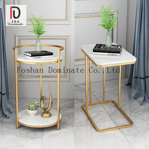 Rose Gold Fashion Design <strong>C</strong> <strong>Shape</strong> Simple Marble and Stainless Steel Side <strong>Table</strong> for Living Room - Product Image 6