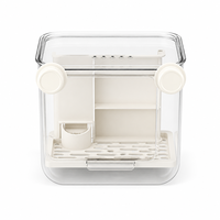 Boîte de rangement transparente YAOYUE en PC+PP pour petits animaux, avec compartiments divisés et plateau de drainage pour oiseaux et hamsters