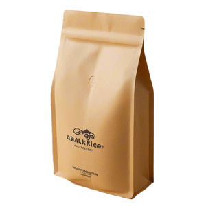 ถุงกาแฟกระดาษคราฟท์แบบมีวาล์ว ซิปล็อค ก้นแบน พิมพ์โลโก้ตามสั่ง รีไซเคิลได้ - Product Image 1