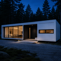 Villa préfabriquée moderne et minimaliste en acier léger, maison modulaire avec verrière panoramique pour projets hôteliers et résidentiels