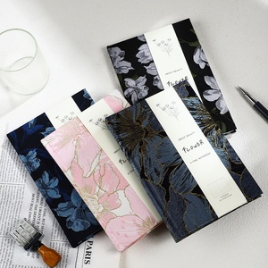 Carnet de notes A5 à couverture rigide, surface en tissu doré, motif pivoine, fleur étoilée, <span class=keywords><strong>pour</strong></span> étudiant, ligné, cadeau de haute qualité, 100 feuilles - Product Image 3