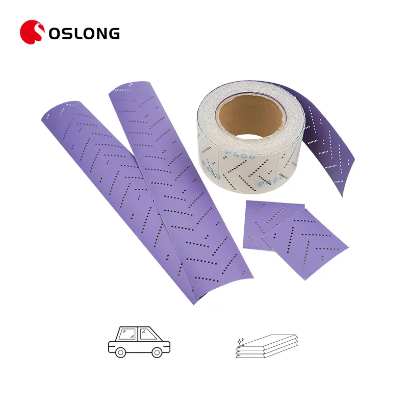 Purple Ceramic Multi Holes Sanding Paper Sheet Hook And Loop Polishing Automobile Paint Ceramic Alumina Abrasive Sheet Roll