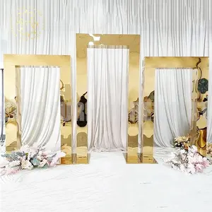 Gold Arch Metal Birthday Backdrop Stand For Wedding Events Frame