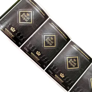 Custom Roll Logo Luxury Packaging Embossed Gold Foil Food Cosmetic Labels Waterproof Biodegradable Stickers Printing For Bottle