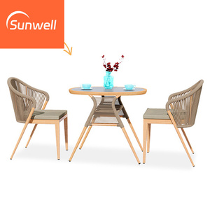 Nuevo diseño de muebles de exterior, juego de mesa de comedor de aluminio y Metal, juegos de mesa y sillas cuadradas de jardín de ocio al aire libre para cafetería - Product Image 4