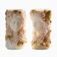 DIY Europäisch-Amerikanische Blumen-Porträt-Relief-Duftkerze in Alien-Form, Handgemachte Aromatherapie-Kerze aus Bienenwachs und Sojawachs, Feiertags- und Oster-Geschenk