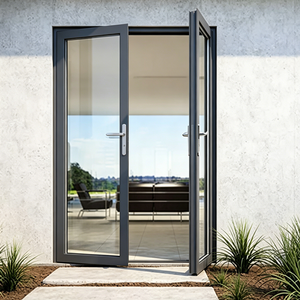 Porte extérieure battante en aluminium et verre, finition vernie transparente anti-UV, protection anti-rayures - Product Image 4