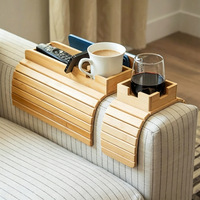 Cross-border bamboe sofa armleuning dienblad opvouwbaar hangend type multi-laag fruit snack serveerschaal huishoudelijke opberg display
