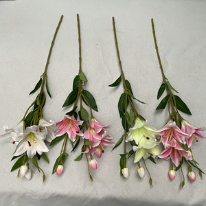 Fleurs artificielles Queyiyi, lys simulés à 6 têtes, petites fleurs en soie à 7 têtes, décoration de mariage et de maison - Product Image 2