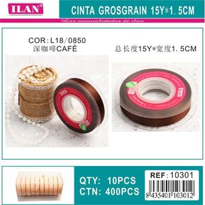 Nastro Grosgrain Ilan 15Y 1,5 cm Colore Caffè Nastro Decorativo per Artigianato - Product Image 1