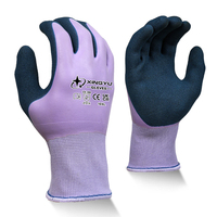 Guantes de Trabajo XINGYU de Látex Recubierto Completamente, Calibre 13, Color Morado, Antideslizantes, con Palma de Látex Espumado, Resistentes al Desgaste, para Hogar, Jardinería y Agricultura