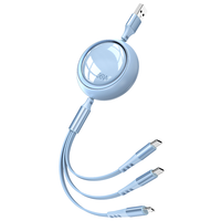 Câble de charge rétractable 3-en-1 66W en TPE TYPE-C, compatible avec les téléphones mobiles Android, charge rapide un-vers-trois, logo personnalisé