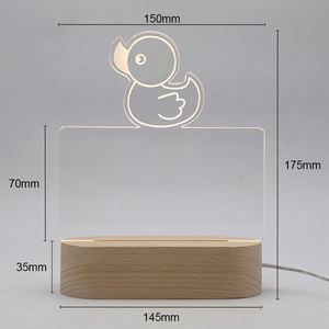 New 3-Tone Oval Wooden Lamp Holder with 3D Crystal <b>Ball</b> Portable USB <b>LED</b> Night Light Remote Control Middle Sizes - Product Image 3