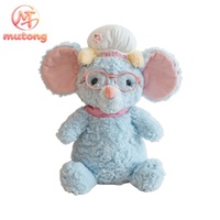 Boneka Tikus Koki Lucu Grosir, Boneka Tikus Berbulu Keriting dengan Kacamata, Pita, dan Celemek, Mainan Hewan Boneka Dekoratif