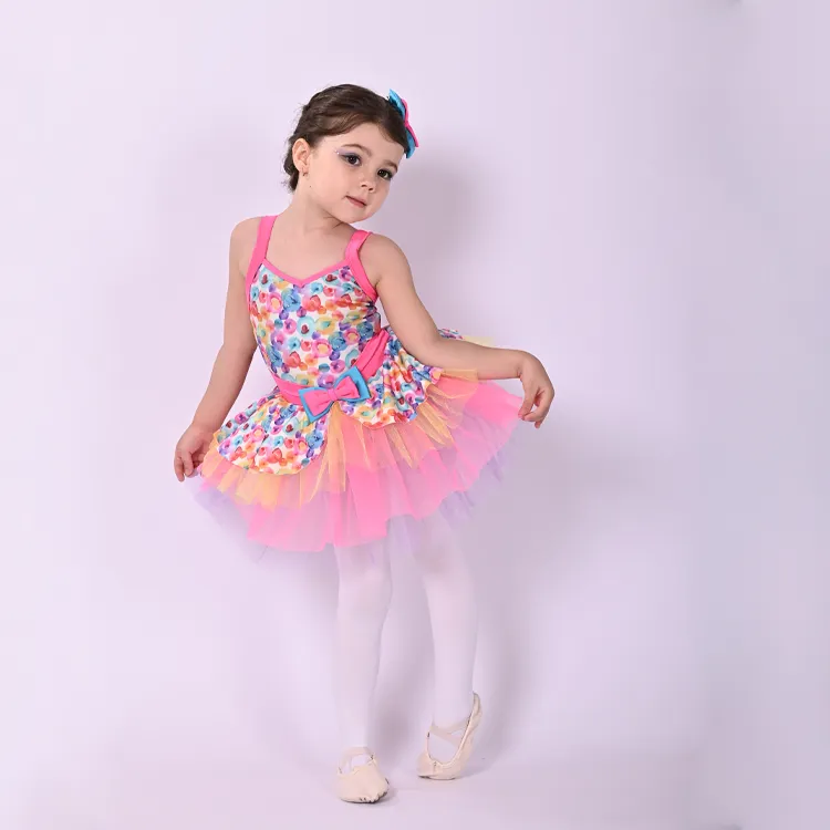 New Arrival Cake Design Lovely Girls Bright Color Layer With Sequin Tutu Costumes Kids Dance Wear For Party And Performance