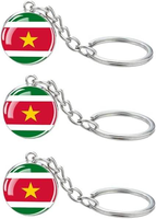 Ensemble de fans de football du Suriname : drapeau pour fenêtre de voiture, housse de rétroviseur, bracelet, peinture faciale, chapeau, sac, t-shirt, porte-clés, lunettes de soleil, épingle