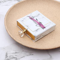 Caja de Regalo Personalizada con Diseño de Mármol Holográfico, con Perilla de Cristal y Ventana, Caja Deslizable Pequeña para Cosméticos y Joyería