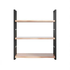 ชั้นวางของติดผนังแบบมินิมอล ไม้สามชั้น รูปทรงสี่เหลี่ยมผืนผ้า สำหรับห้องนั่งเล่น สีน้ำตาลเคลือบเงา - Product Image 1