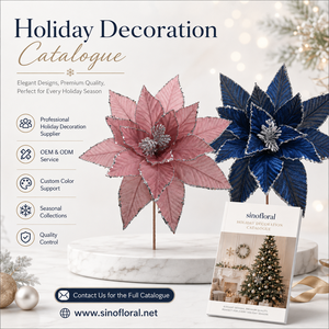Guirnalda Navideña al por Mayor, Decoración para Árbol de Navidad, Borde de Lentejuelas Rosa y <span class=keywords><strong>Azul</strong></span>, Flor Artificial de Poinsettia - Product Image 6