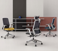 Silla de Oficina Ejecutiva Ergonómica de Lujo con Respaldo Alto y Malla, Giratoria, para Computadora, con Reposacabezas