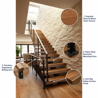 Escalier flottant moderne sur mesure avec marches en bois massif de qualité FAS et poutre invisible en acier au carbone pour l'intérieur de villas de luxe