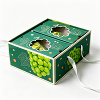 Boîte cadeau en carton ondulé personnalisée pour raisins, double ouverture découpée, avec poignée en ruban, pour l'expédition de fruits