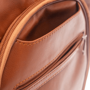 Full Grain Leather <b>Backpack</b> Unisex Water Resistant Travel Daypack Zipper Closure Adjustable Straps 20-35L Capacity - Product Image 3