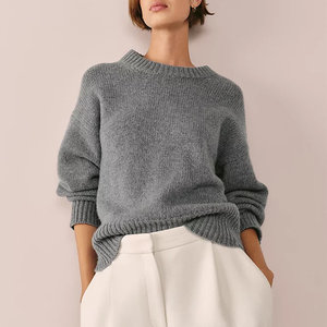 <span class=keywords><strong>Maglione</strong></span> <span class=keywords><strong>di</strong></span> Lusso da <span class=keywords><strong>Donna</strong></span> Girocollo in Puro Cachemire per Autunno Inverno, Pullover Lavorato a Maglia Traspirante Stile Casual Taglia XS - Product Image 1
