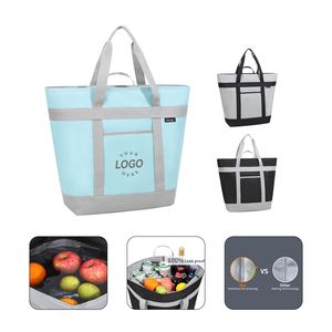 กระเป๋าเก็บความเย็นแบบกันน้ำพิมพ์โลโก้ตามสั่ง พร้อมหูหิ้วทันสมัย สำหรับปิกนิก อาหารกลางวัน บรรจุภัณฑ์อาหาร และส่งอาหาร - Product Image 2