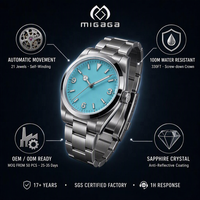 Montre-bracelet d'affaires 39 mm en acier inoxydable avec verre saphir, index lumineux, logo personnalisé, mouvement à quartz