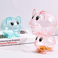 Vente en gros de tirelires fantaisie en forme de cochon transparentes avec logo personnalisé, en plastique, certifiées CE RoHS, pour cadeaux