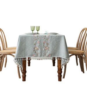 Ultima Novità: <span class=keywords><strong>Tovaglia</strong></span> Rettangolare Moderna Ricamata in Poliestere e Lino, Antimacchia, per Uso Domestico su Tavolino da Caffè e Tavolo da Pranzo - Product Image 1