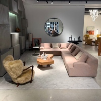 Fauteuil simple de luxe nordique contemporain, écologique et durable, en laine de mouton, avec éponge haute densité, pour le loisir