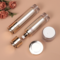 OEM/ODM Ensemble d'Emballage de Flacon de Soin de la Peau Petg GOLD personnalisé de 30/50/60/80/100/150ml Bouteille de Lotion Ronde Pot Cosmétique